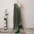 Emerald Mosaic Pashmina Shawl: Intricate Indian Dupatta, 200x100cm - Shop Online-D18088