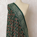 Emerald Mosaic Pashmina Shawl: Intricate Indian Dupatta, 200x100cm - Shop Online-D18088