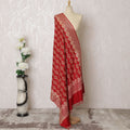 Ruby Blossom Pashmina Shawl: Vibrant Indian Dupatta with Floral Patterns, 200x100cm - Shop Online-D18090