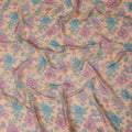 Peach Blossom Silk Chiffon Fabric - Vibrant Floral Print, 110cm Wide - Buy in Meters for Elegant Garments and DÃ©cor-D18168