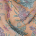 Peach Blossom Silk Chiffon Fabric - Vibrant Floral Print, 110cm Wide - Buy in Meters for Elegant Garments and DÃ©cor-D18168