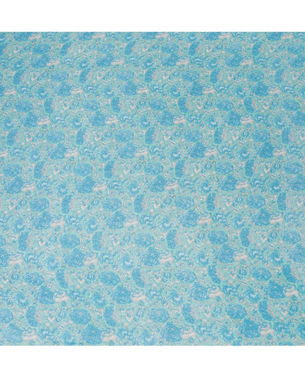 Aquatic Serenity Silk Chiffon Fabric - Refreshing Floral Print, 110cm Wide - Buy Online for Cool Elegance-D18174