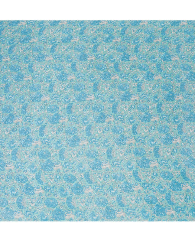 Aquatic Serenity Silk Chiffon Fabric - Refreshing Floral Print, 110cm Wide - Buy Online for Cool Elegance-D18174