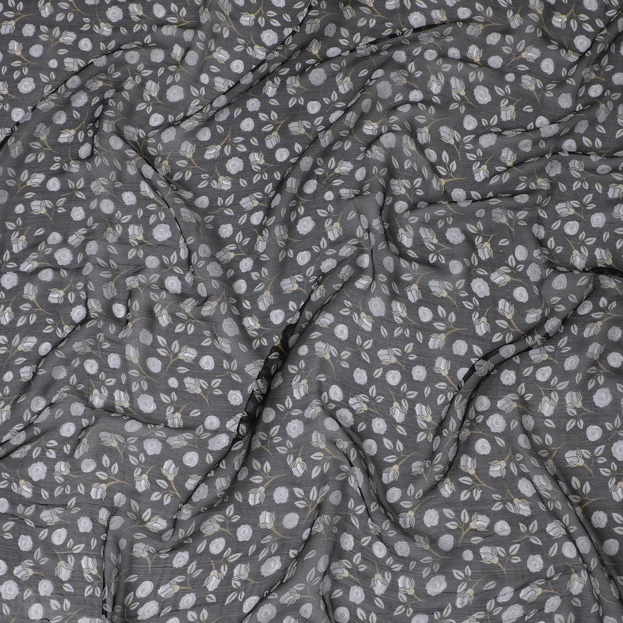 Minimalist Nature Silk Chiffon Fabric - Subtle Leaf Print, 110cm Width - Shop Online for Sophisticated Styles-D18176