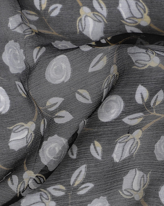 Minimalist Nature Silk Chiffon Fabric - Subtle Leaf Print, 110cm Width - Shop Online for Sophisticated Styles-D18176