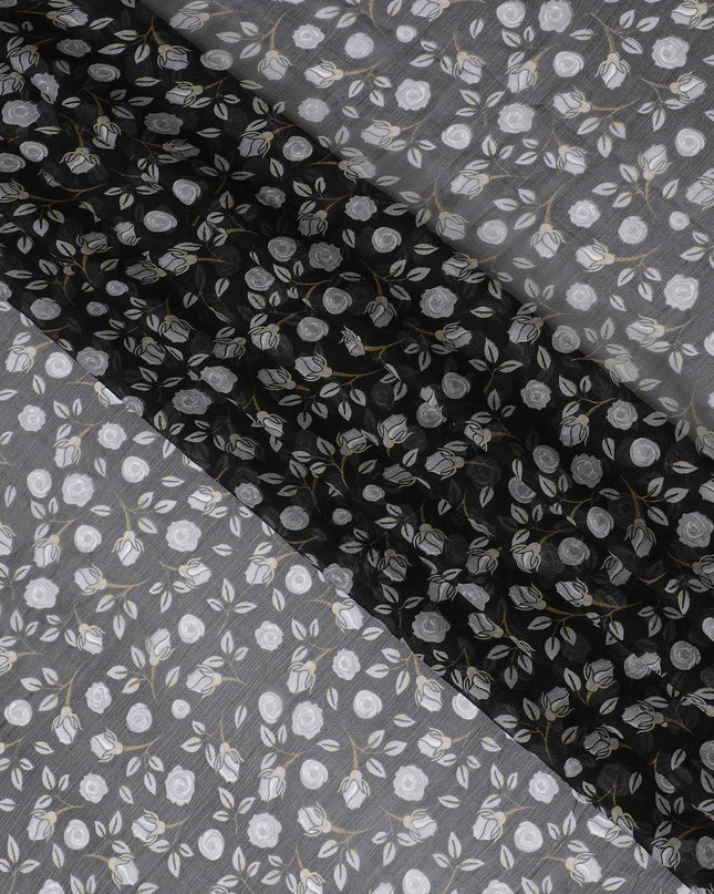 Minimalist Nature Silk Chiffon Fabric - Subtle Leaf Print, 110cm Width - Shop Online for Sophisticated Styles-D18176