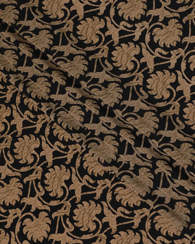 Regal Baroque Silk Crepe Fabric - Classic Gold on Black Print, 110cm Wide - Buy Online for Opulent Creations-D18180 Regal Fabrics