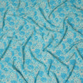 Luxurious Aqua Blue Floral Pure Silk Crepe Fabric - Buy in Meters for Elegant Drapery Online-D18183 Regal Fabrics