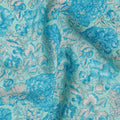 Luxurious Aqua Blue Floral Pure Silk Crepe Fabric - Buy in Meters for Elegant Drapery Online-D18183 Regal Fabrics