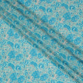 Luxurious Aqua Blue Floral Pure Silk Crepe Fabric - Buy in Meters for Elegant Drapery Online-D18183 Regal Fabrics