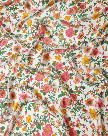 Blossoming Spring Silk Satin Fabric - 110cm Wide - D18284