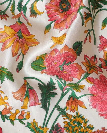 Blossoming Spring Silk Satin Fabric - 110cm Wide - D18284