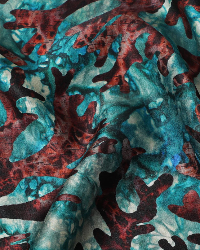 Abstract Coral Reef Silk Satin Fabric - 110cm Wide - D18286