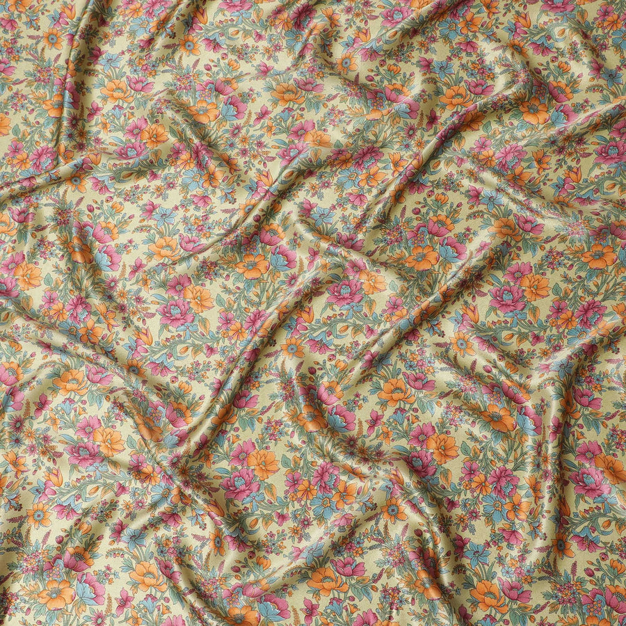 قماش ساتان حرير حصاد الخريف - عرض 110 سم -D18288