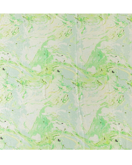 Lime Zest Abstract Pure Silk Satin Fabric, 110cm Wide - Buy Online-D18373