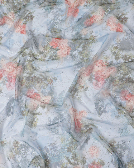 Enchanted Garden Silk Chiffon Jacquard Fabric, 110cm Wide - Buy Online-D18374