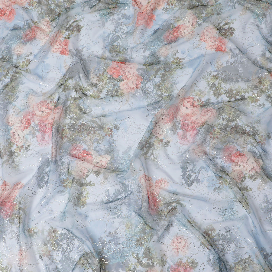 Enchanted Garden Silk Chiffon Jacquard Fabric, 110cm Wide - Buy Online-D18374
