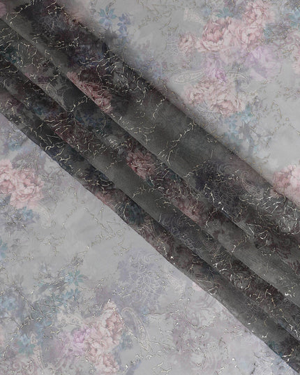 Misty Rose Silk Chiffon Jacquard Fabric, 110cm Wide - Buy in Meters-D18375