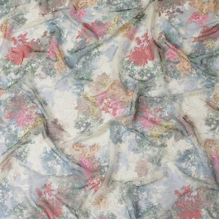 Enchanted Garden Jacquard Silk Chiffon, 110cm - Buy Online-D18377