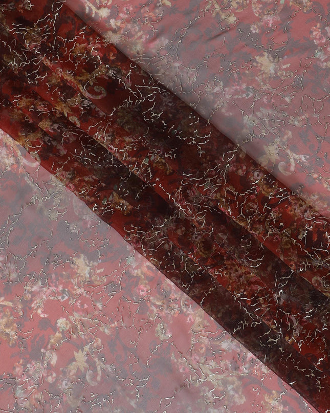 Mystic Rose Jacquard Silk Chiffon, 110cm - Purchase Online-D18378