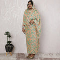 Elegant Sudanese Thobe Fabric - Metallic Lurex Silk Chiffon, 110cm Width, 4.5 Mtrs Piece - Traditional Gold and Green Floral Design-D18478 Regal Fabrics