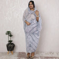 Misty Grey Tie-Dye Silk Chiffon Thobe Fabric with Metallic Lurex having stone work, 110cm Wide, 4.5 Mtrs Length - Traditional Sudanese Elegance-D18485 Regal Fabrics