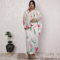 Watercolor Pink and Green Silk Chiffon Thobe Fabric with Metallic Lurex having stone work, 110cm Width, 4.5 Mtrs Length - Artistic Indian Creation-D18487 Regal Fabrics