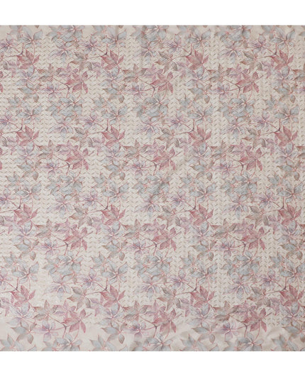 Enchanted Garden Sequin chinon Fabric - 110cm Wide, Ethereal Pink Embroidery from India-D18548