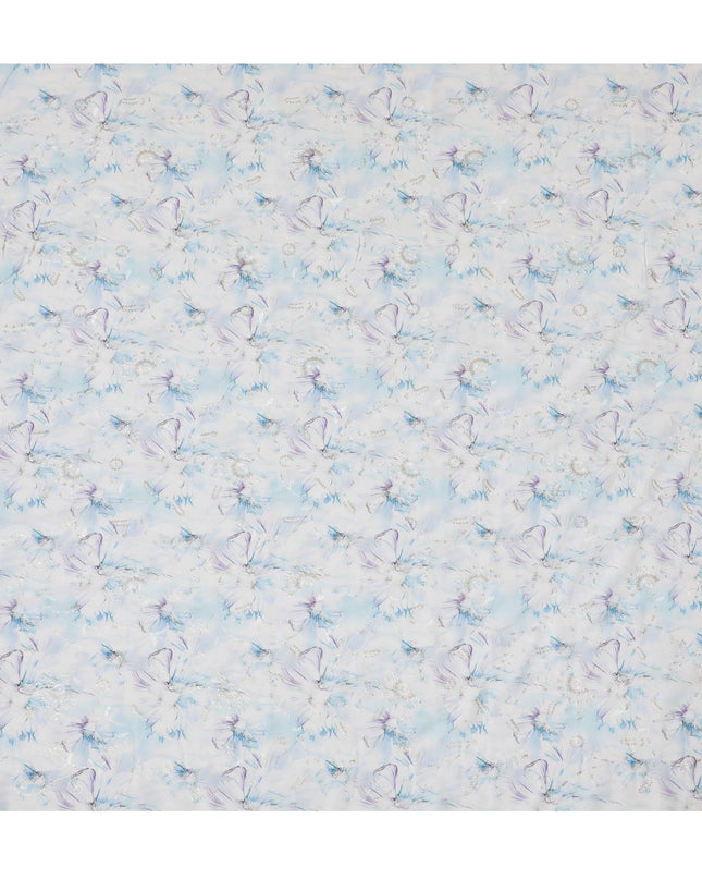 Iridescent Cornflower Sequin Embellished Synthetic Cotton Fabric - 110cm Wide-D18550