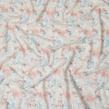 Blush & Sky Blue Floral Sequin Embroidered Synthetic Cotton Fabric - 110cm Wide-D18552