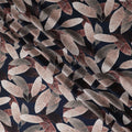 Autumnal Elegance Leaf-Patterned Synthetic Satin Fabric - 110cm Wide-D18554