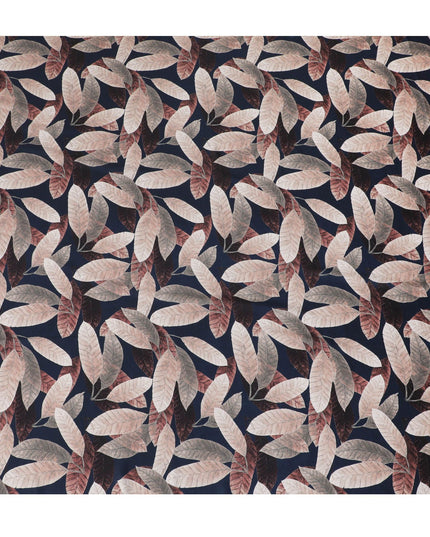 Autumnal Elegance Leaf-Patterned Synthetic Satin Fabric - 110cm Wide-D18554