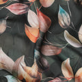 Harvest Hues Abstract Leaf Print Synthetic Satin Fabric - 110cm Wide-D18555