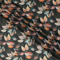 Harvest Hues Abstract Leaf Print Synthetic Satin Fabric - 110cm Wide-D18555