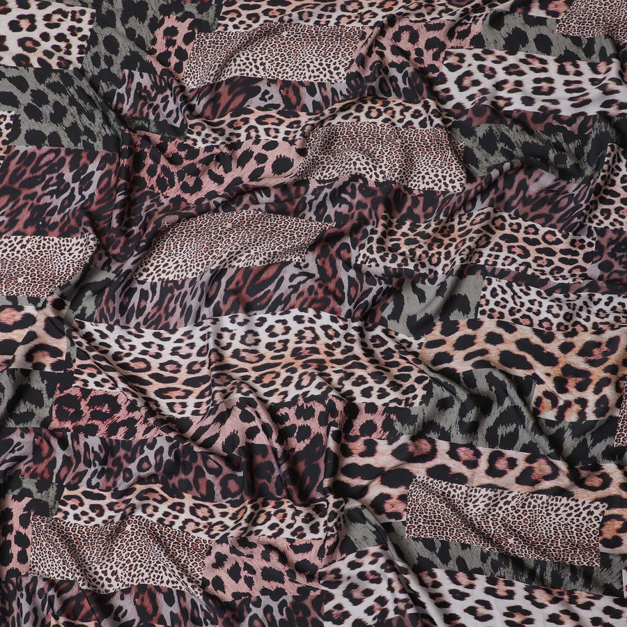 Wild Safari Mixed Animal Print Synthetic Satin Fabric - 110cm Wide-D18557
