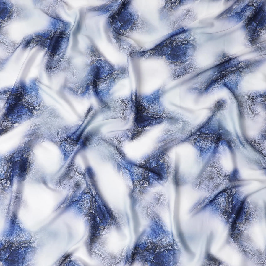 Arctic Swirl Abstract Synthetic Satin Fabric - 110cm Wide-D18558 Regal Fabrics