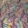 قماش شيفون نقي فاخر متعدد الألوان مع لوركس معدني وطباعة يدوية متعددة الألوان بتصميم تجريدي-D15678