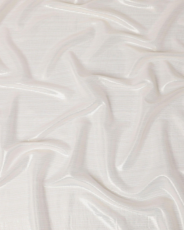 قماش شيفون نقي فاخر باللون الأبيض العاجي مع لوريكس معدني بتصميم مخطط -D15683