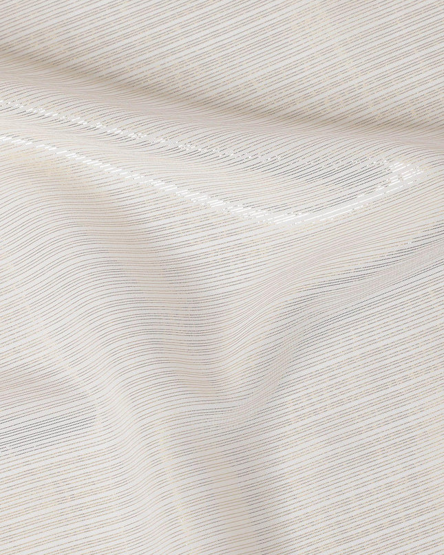 قماش شيفون نقي فاخر باللون الأبيض العاجي مع لوريكس معدني بتصميم مخطط -D15683