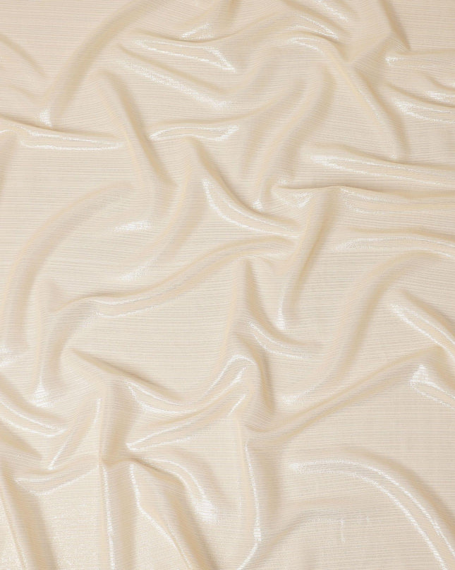 Light gold premium pure chiffon fabric with metallic lurex in stripe design-D15685