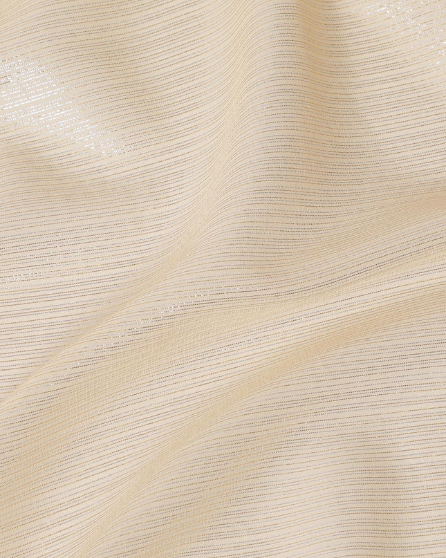 Light gold premium pure chiffon fabric with metallic lurex in stripe design-D15685
