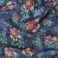 St Patrick's blue viscose crepe fabric with multicolor print in floral design-D15688