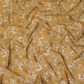 Trombone yellow viscose crepe fabric with multicolor print in floral design-D15694