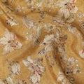 Trombone yellow viscose crepe fabric with multicolor print in floral design-D15694
