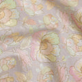 Cloud grey Premium tussar silk blended fabric with multicolor embroidery in floral design-D15794