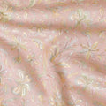 Light peach Premium tussar silk blended fabric with multicolor embroidery in floral design-D15804