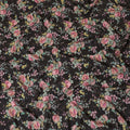 Black blended viscose fabric with multicolor print in floral design-D15808