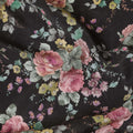 Black blended viscose fabric with multicolor print in floral design-D15808