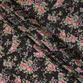 Black blended viscose fabric with multicolor print in floral design-D15808