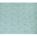 قماش جورجيت صناعي باللون الأزرق المخضر الفاتح بنفس اللون والتطريز الذهبي بتصميم الأزهار-D15819
